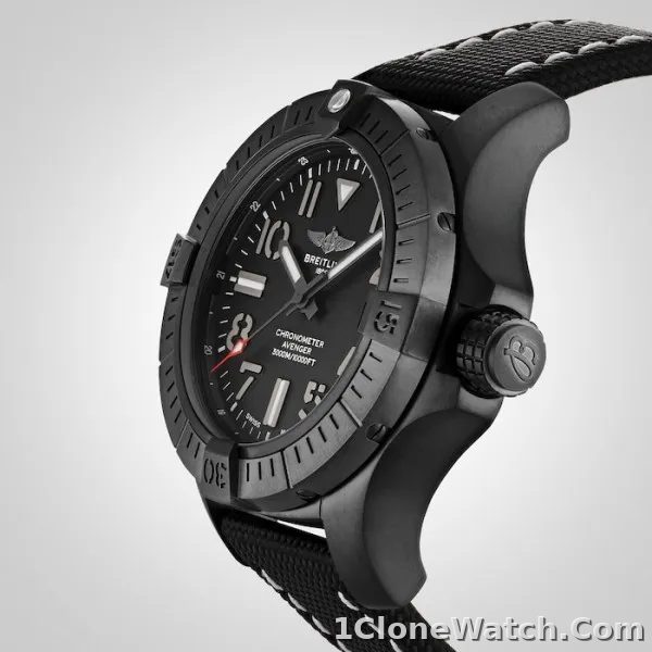 Breitling Avenger Men Automatic Black Leather Watch V17319101B1X2 - detail