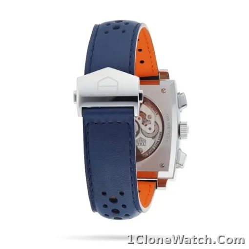 TAG Heuer Monaco Men Automatic Blue Leather Watch CBL2115.FC6494 - detail