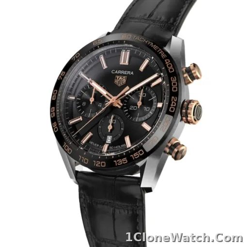 TAG Heuer Carrera Men Automatic Black Alligator Watch CBN2A5A.FC6481 - detail