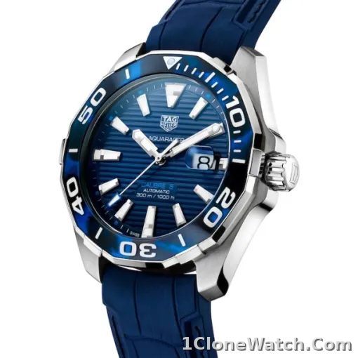 TAG Heuer Aquaracer Men Automatic Blue Rubber Watch WAY201P.FT6178 - detail