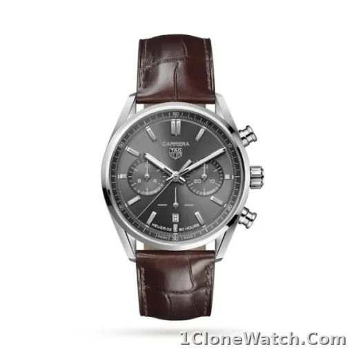 TAG Heuer Carrera Men Automatic Grey Alligator Watch CBN2012.FC6483