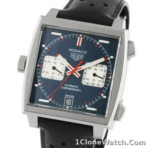 TAG Heuer Monaco Men Automatic Blue Leather Watch CAW211P.FC6356 - detail