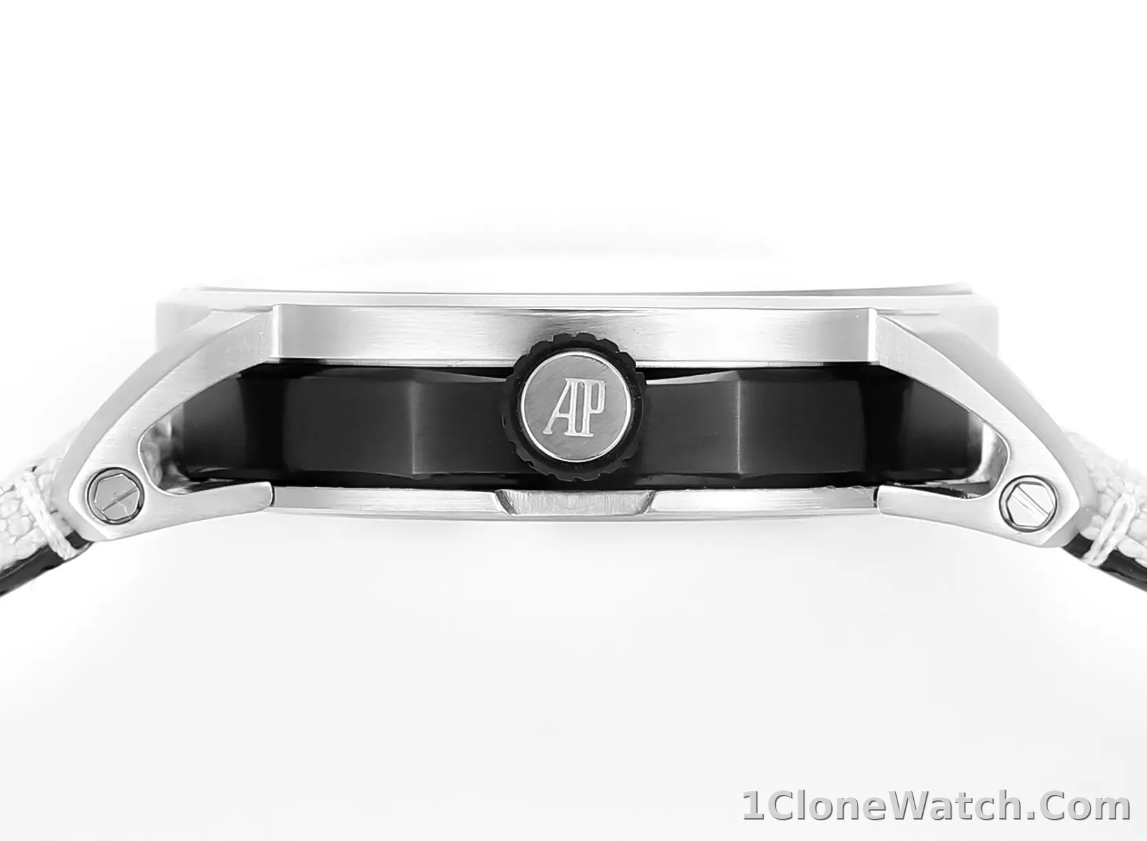 watch Audemars Piguet CODE 11.59 Stainless Steel Watch with Smoked Dial and Beige Fabric Strap, 41mm - detail