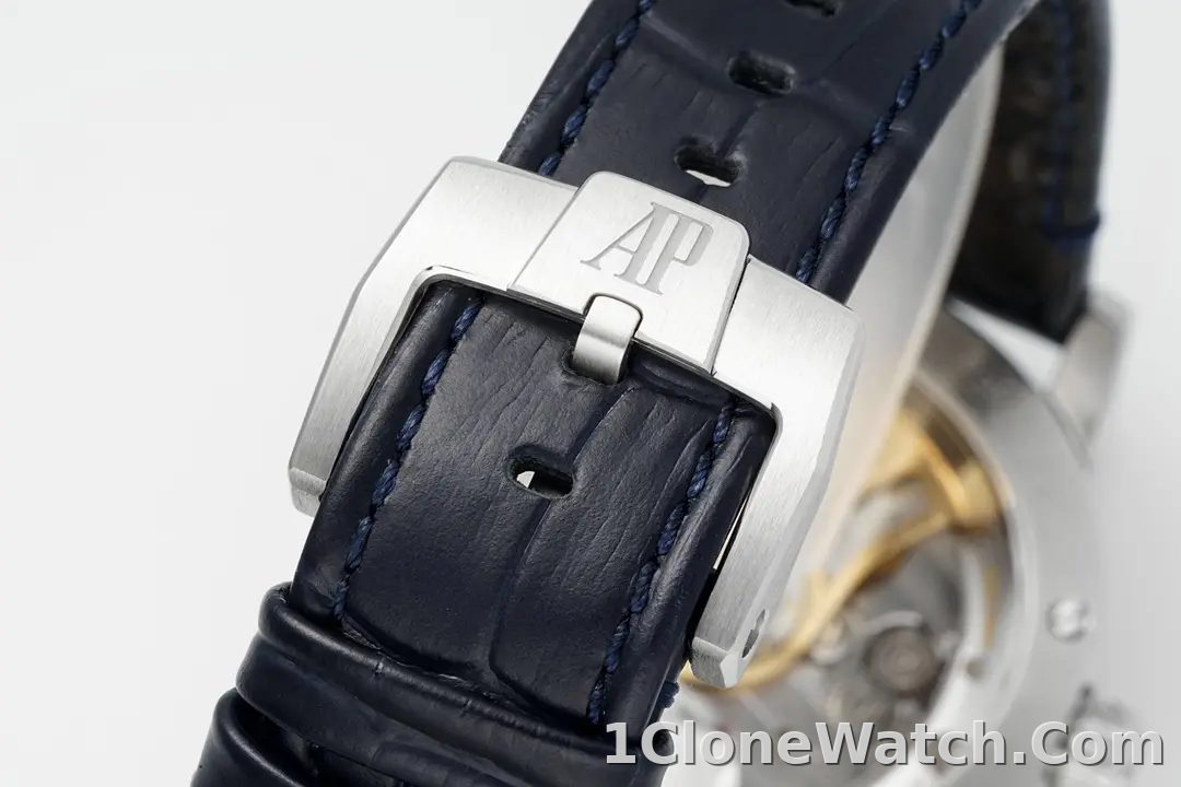watch Audemars Piguet CODE 11.59 Blue Dial Three-Hand Automatic Watch with Leather Strap - detail