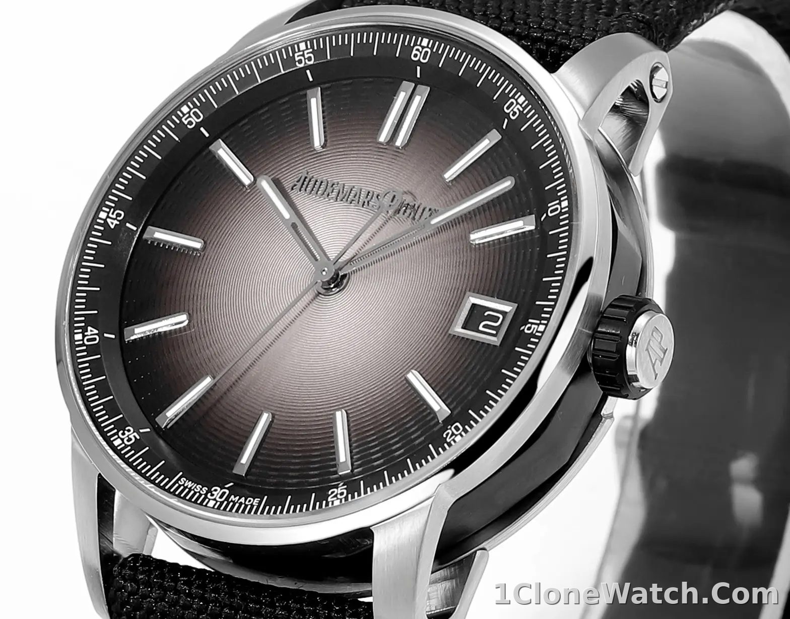 watch Audemars Pigeut CODE 11.59 Smoke Grey Dial Stainless Steel Case Black Fabric Strap Automatic Watch 41mm - detail