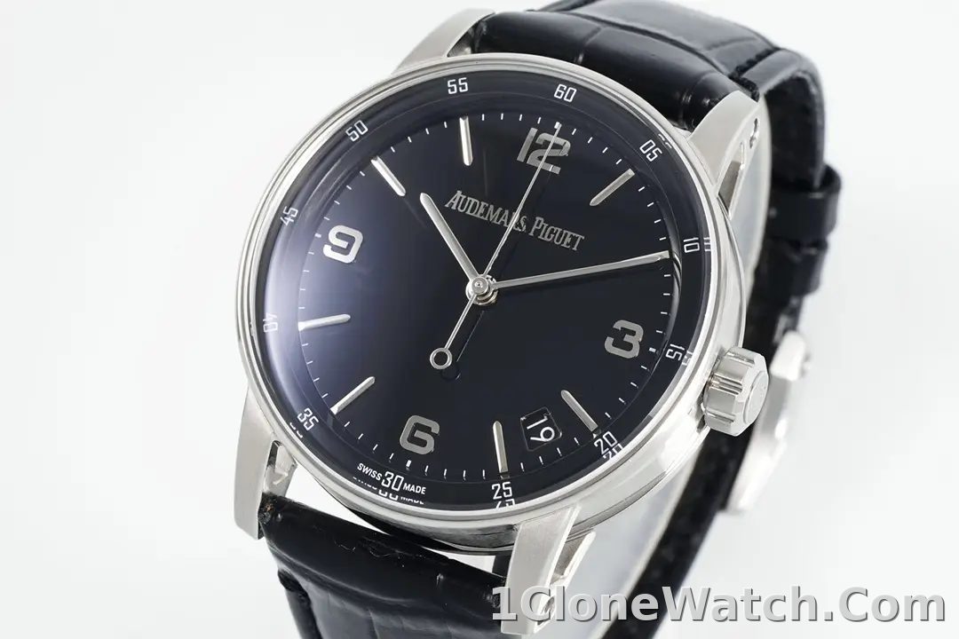 watch Audemars Piguet CODE 11.59 Blue Dial Three-Hand Automatic Watch   41mm Stainless Steel Case with Black Leather Strap - detail