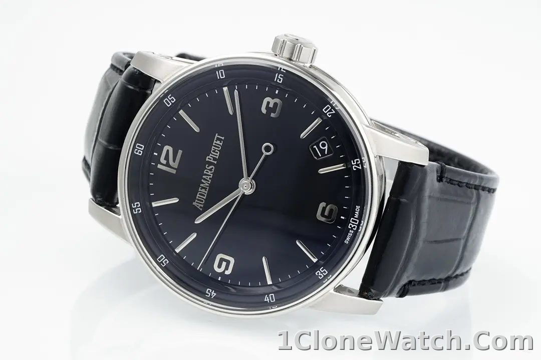 watch Audemars Piguet CODE 11.59 Blue Dial Three-Hand Automatic Watch   41mm Stainless Steel Case with Black Leather Strap - detail
