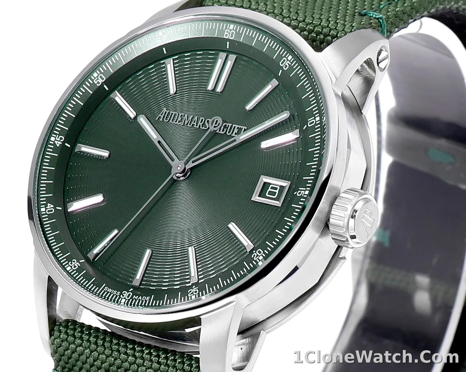 watch Audemars Piguet CODE 11.59 Green Dial Stainless Steel Watch with Fabric Strap - detail