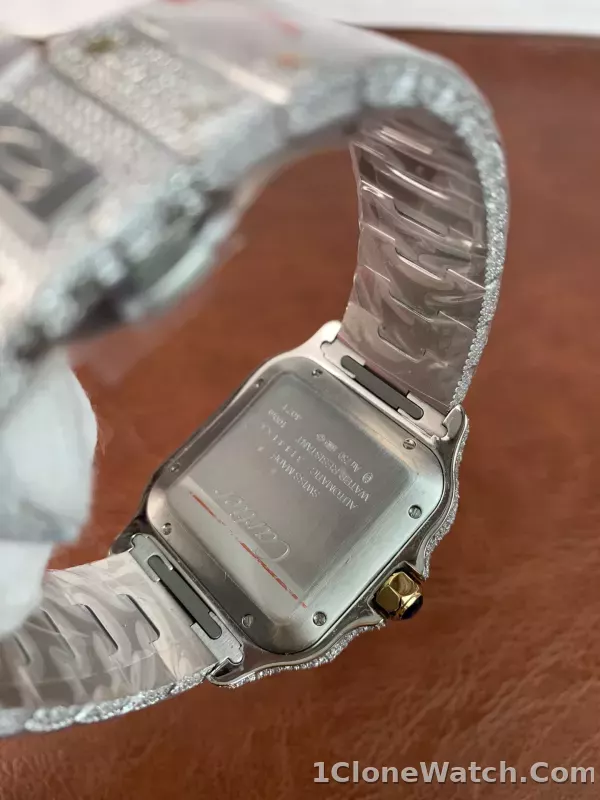 Cartier Santos WSSA0009 CZ stones two tone - detail