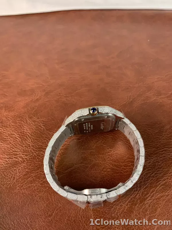 Cartier Santos WSSA0009 CZ stones two tone - detail