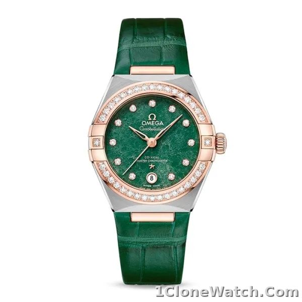 Omega Constellation Women Automatic Green Leather Watch O13128292099001