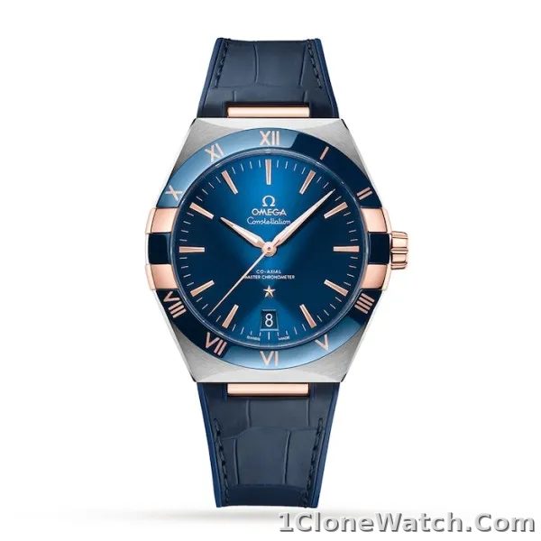 Omega Constellation Men Automatic Blue Leather Watch O13123412103001