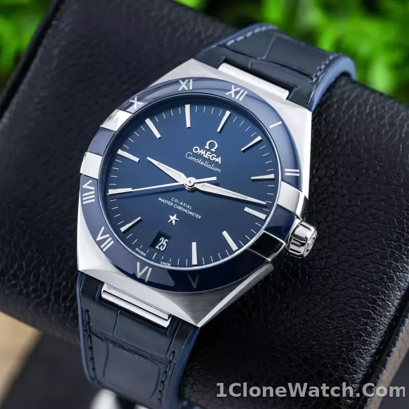 Omega Constellation Men Automatic Blue Leather Watch O13133412103001 - detail