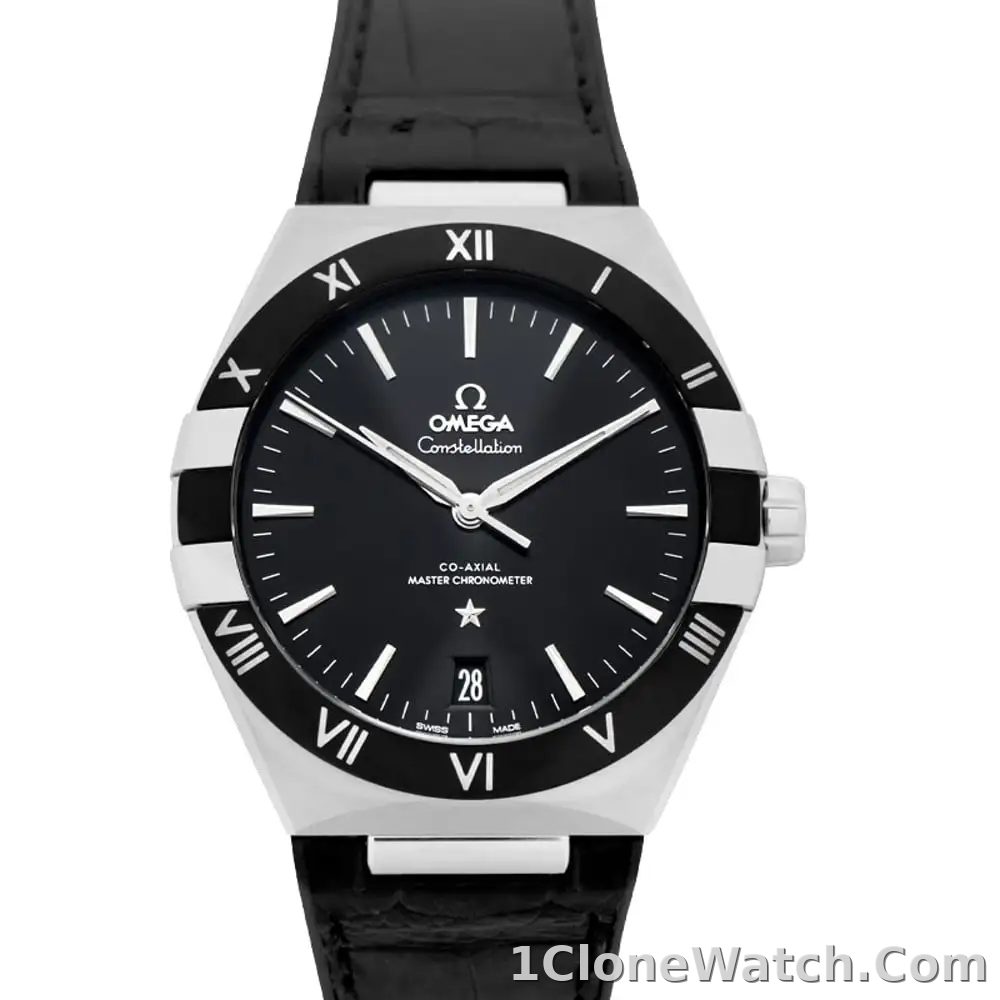 Omega Constellation Men Automatic Black Leather Watch O13133412101001 - detail