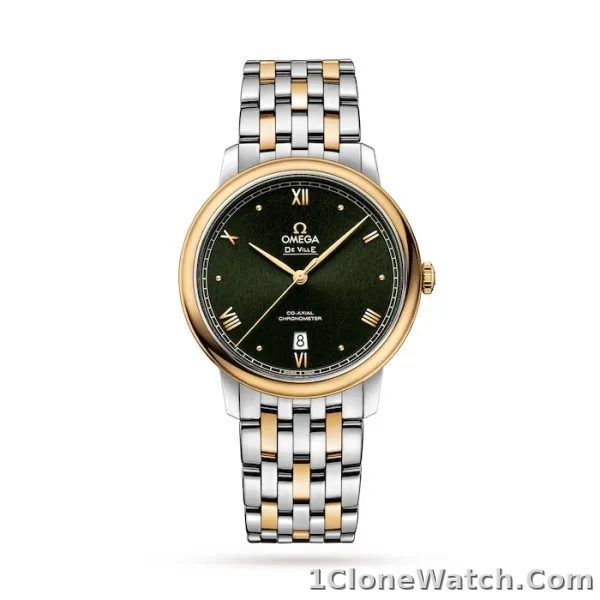 Omega De Ville Men Automatic Green Stainless Steel   18ct Gold Watch O42420402010001