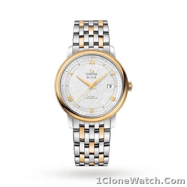 Omega De Ville Men Automatic Mother of Pearl Stainless Steel   18ct Yellow Gold Watch O42420402002001