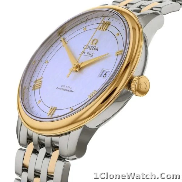 Omega De Ville Men Automatic Mother of Pearl Stainless Steel   18ct Yellow Gold Watch O42420402002001 - detail