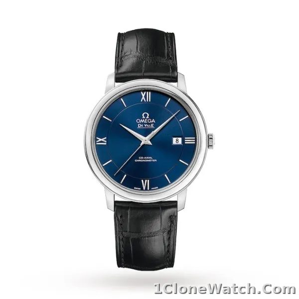 Omega De Ville Men Automatic Blue Leather Watch O42413402003001