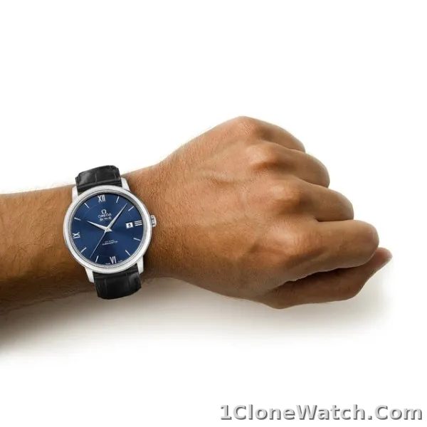 Omega De Ville Men Automatic Blue Leather Watch O42413402003001 - detail