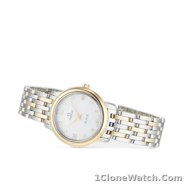 Omega De Ville Women Quartz Mother of Pearl 18ct Yellow Gold Watch O42420246055001 - detail