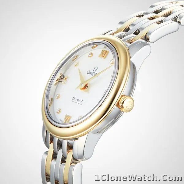 Omega De Ville Women Quartz Mother of Pearl 18ct Yellow Gold Watch O42420246055001 - detail