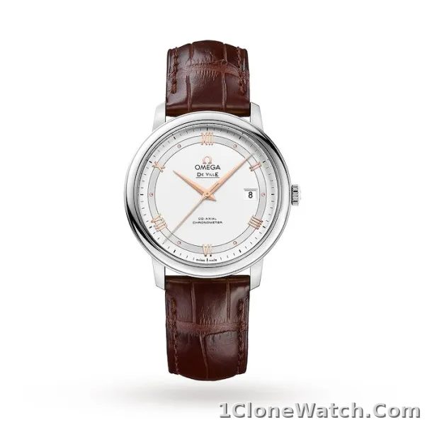 Omega De Ville Men Automatic Silver Leather Watch O42413402002002