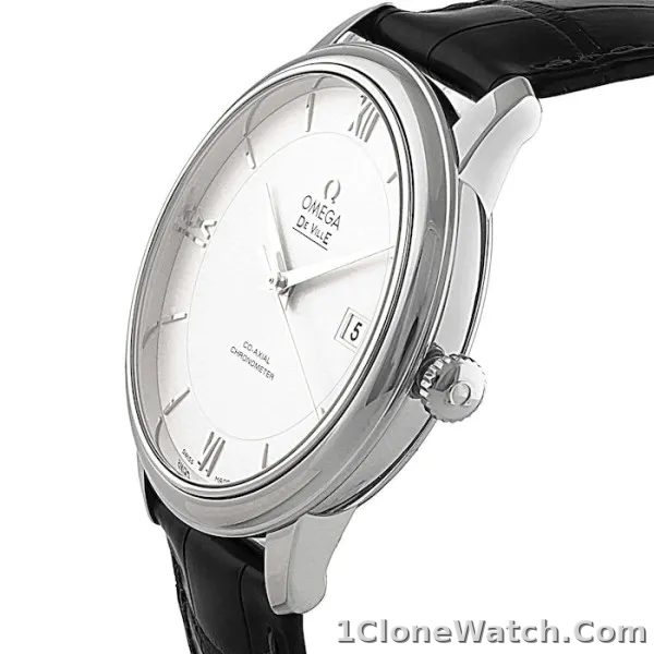 Omega De Ville Men Automatic Silver Leather Watch O42413402002001 - detail