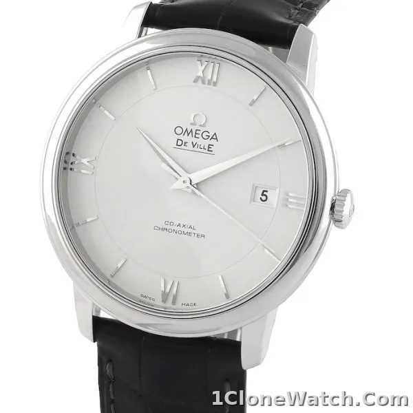 Omega De Ville Men Automatic Silver Leather Watch O42413402002001 - detail