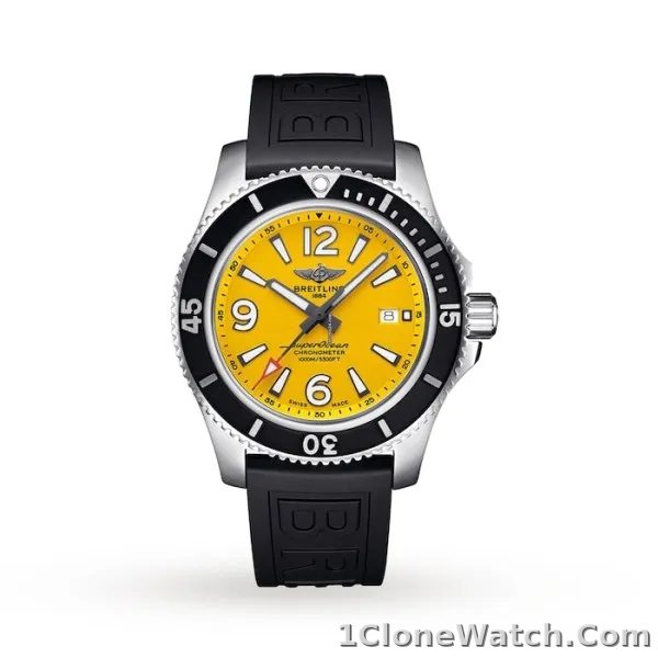 Breitling Superocean Men Automatic Yellow Rubber Watch A17367021I1S2