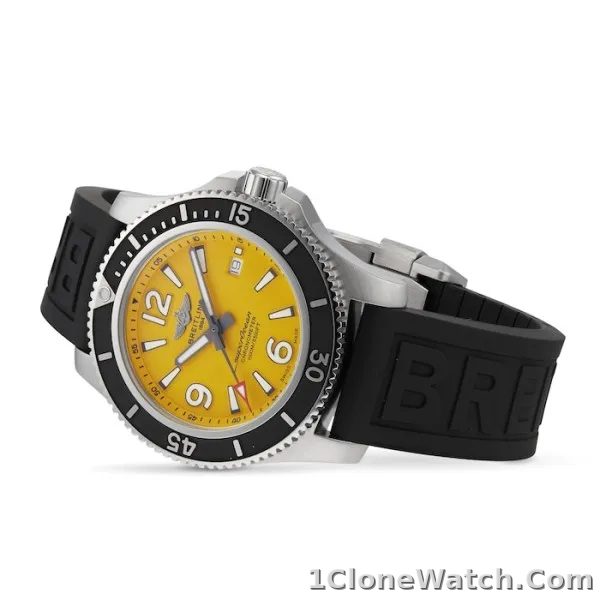 Breitling Superocean Men Automatic Yellow Rubber Watch A17367021I1S2 - detail