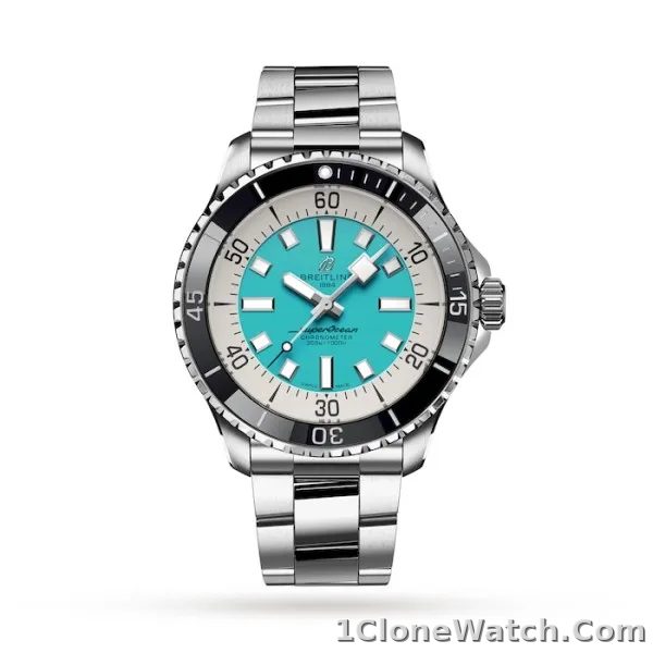 Breitling Superocean Men Automatic Turquoise Stainless Steel Watch A17376211L2A1
