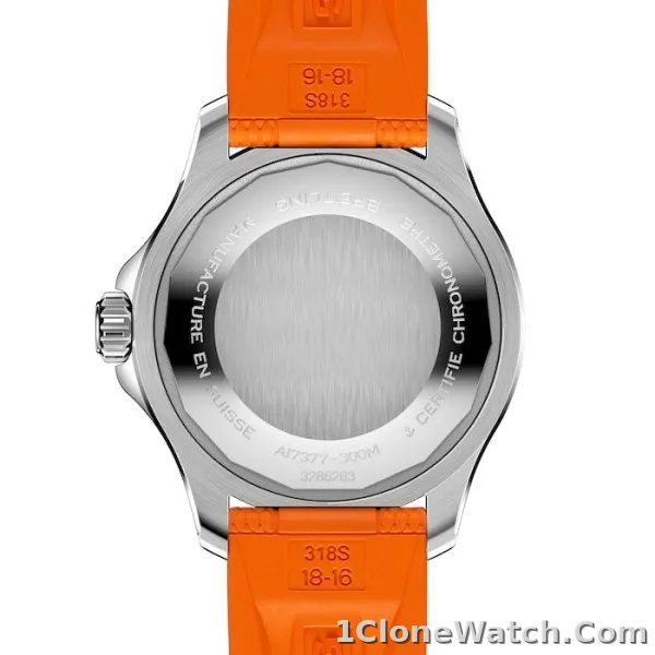 Breitling Superocean Unisex Automatic Orange Rubber Watch A17377211O1S1 - detail