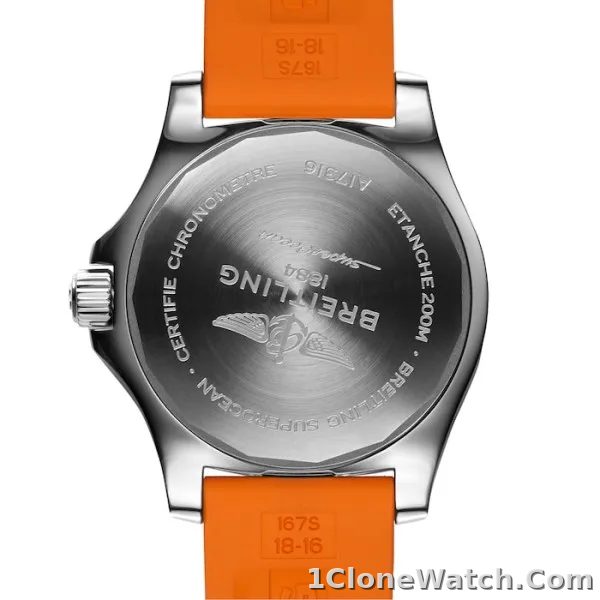 Breitling Superocean Women Automatic Orange Rubber Watch A17316D71O1S1 - detail