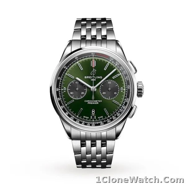 Breitling Premier Men Automatic Green Stainless Steel Watch AB0118221L1A1