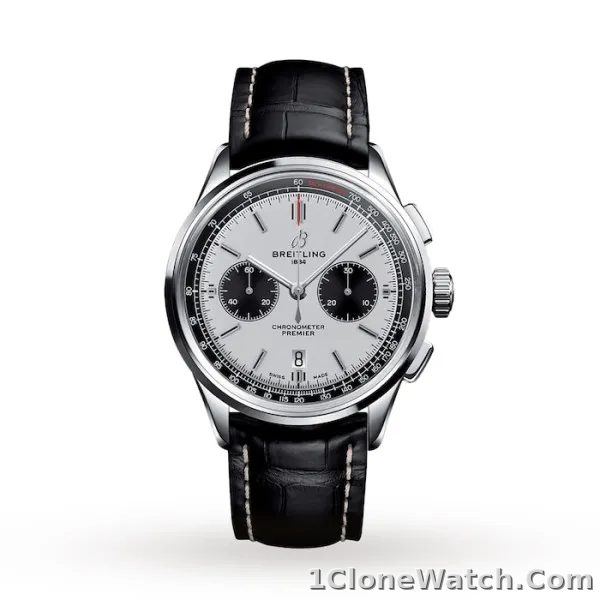 Breitling Premier Men Automatic Black Crocodile Watch AB0118221G1P1