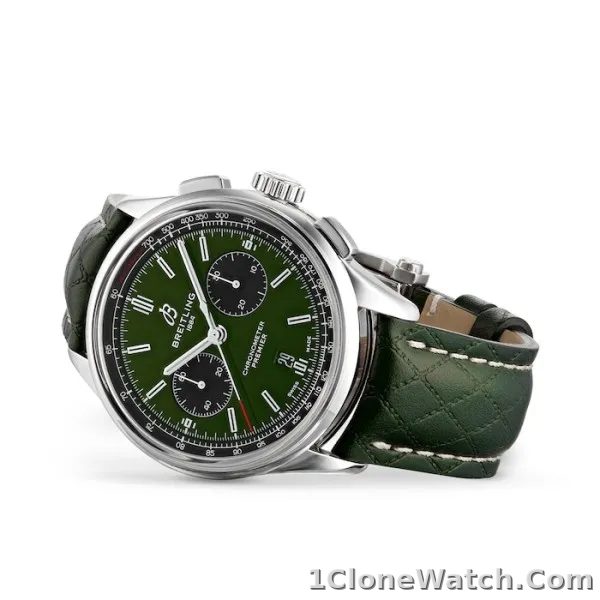 Breitling Premier Bentley Men Automatic Green Leather Watch AB0118A11L1X1 - detail