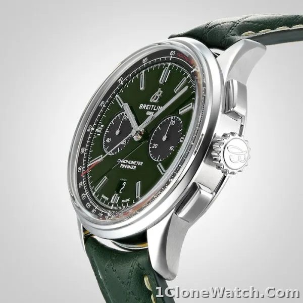 Breitling Premier Bentley Men Automatic Green Leather Watch AB0118A11L1X1 - detail