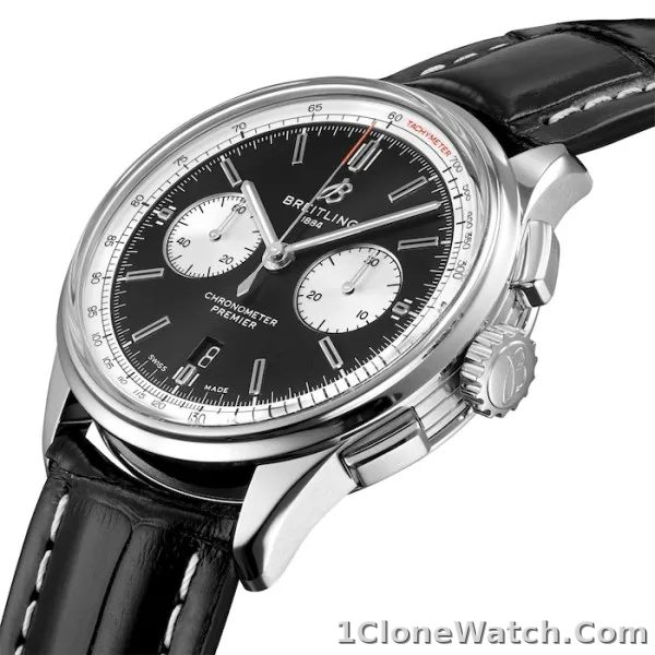 Breitling Premier Men Automatic Black Alligator Watch AB0118371B1P1 - detail
