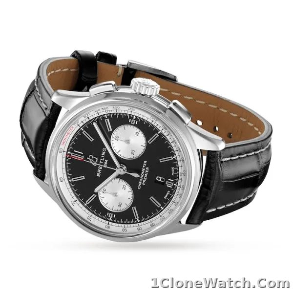 Breitling Premier Men Automatic Black Alligator Watch AB0118371B1P1 - detail