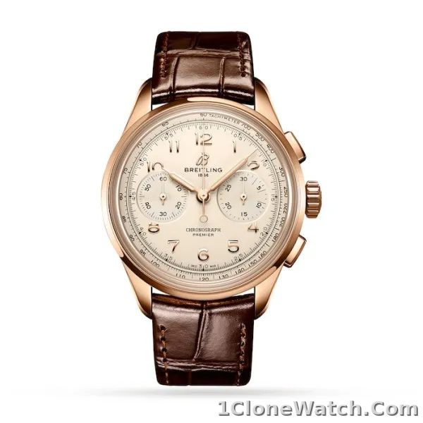 Breitling Premier Men Silver Alligator Watch RB0930371G1P1