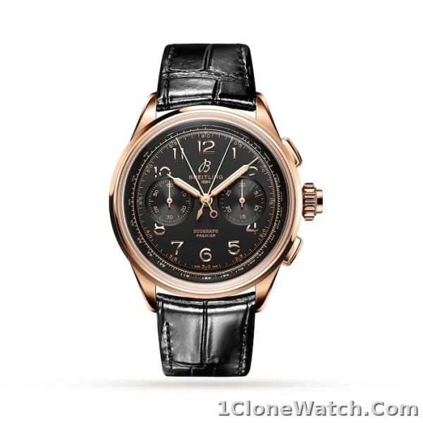 Breitling Premier Men Black Alligator Watch RB1510251B1P1