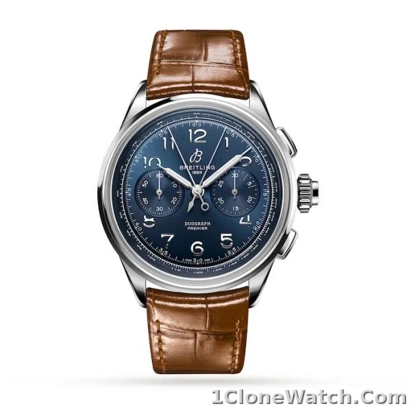 Breitling Premier Men Blue Alligator Watch AB1510171C1P1