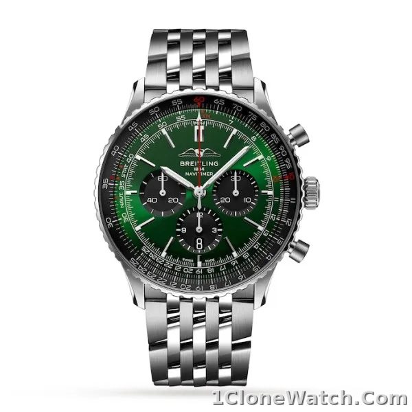 Breitling Navitimer Men Automatic Green Stainless Steel Watch AB0137241L1A1