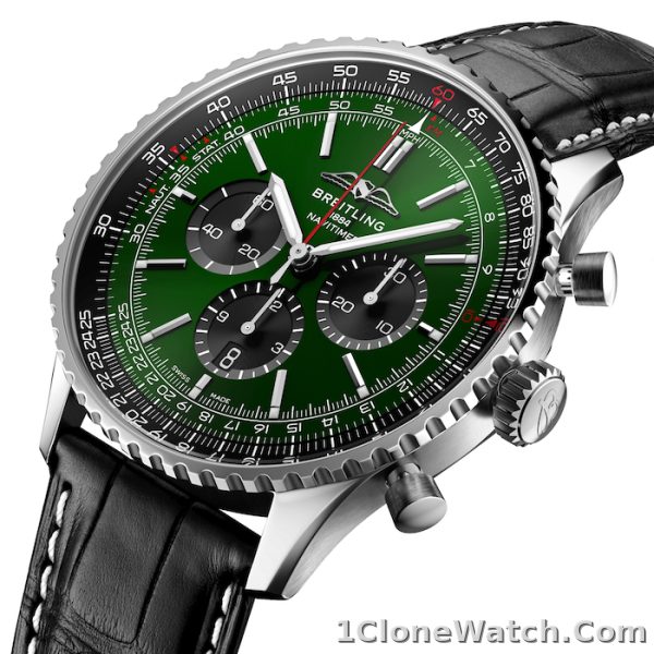 Breitling Navitimer Men Automatic Green Alligator Watch AB0137241L1P1 - detail