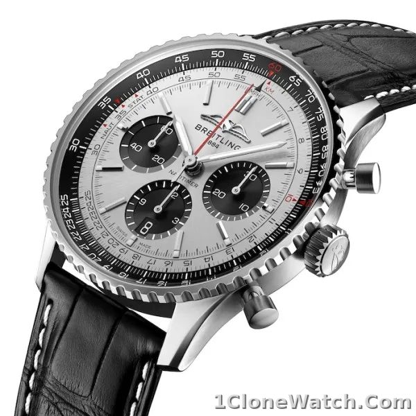 Breitling Navitimer Men Automatic Silver Alligator Watch AB0138241G1P1 - detail