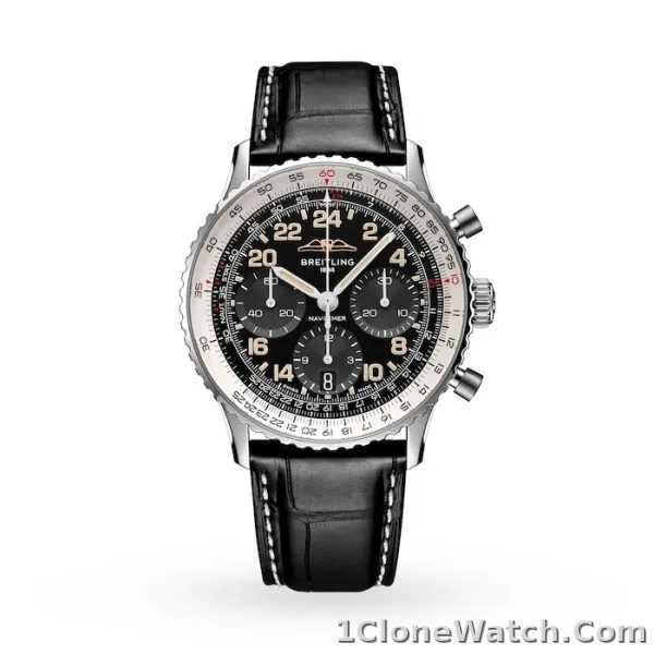 Breitling Navitimer Men Automatic Black Crocodile Watch PB02301A1B1P1