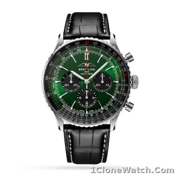 Breitling Navitimer Men Automatic Green Alligator Watch AB0137241L1P1