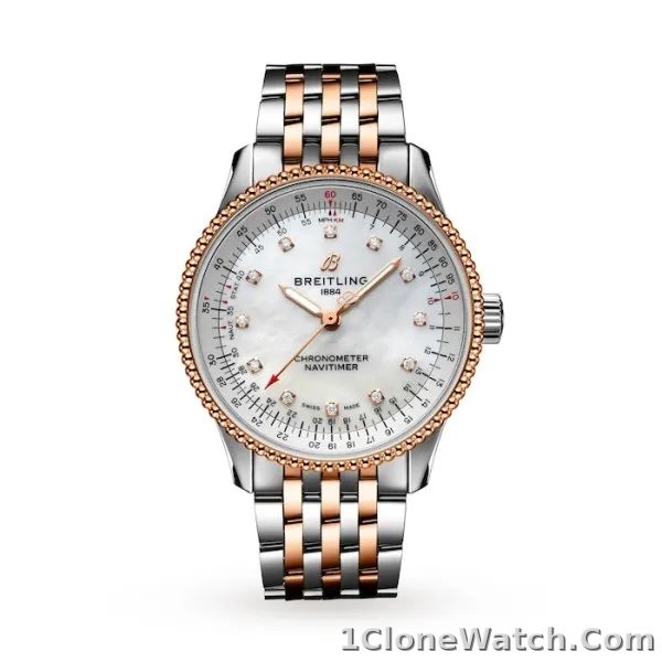 Breitling Navitimer Women Automatic Mother of Pearl Stainless Steel   Rose Gold Watch U17395211A1U1