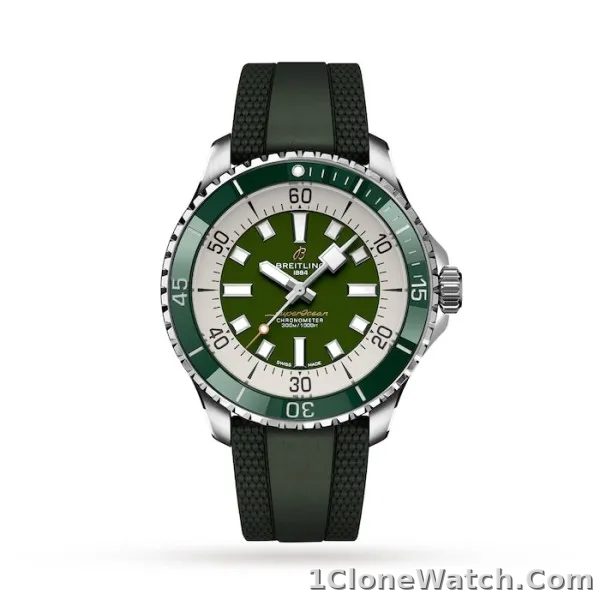 Breitling Superocean Men Automatic Green Rubber Watch A17376A31L1S1