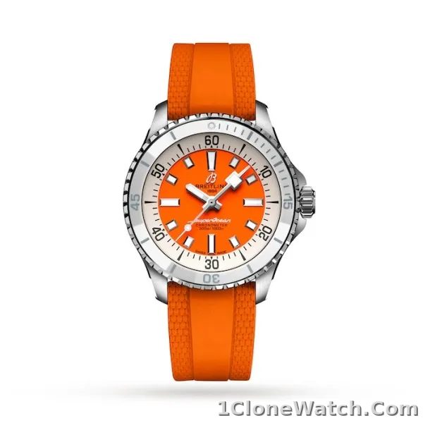 Breitling Superocean Unisex Automatic Orange Rubber Watch A17377211O1S1